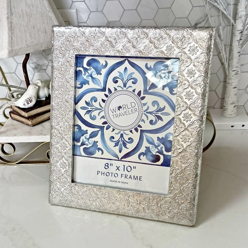 NEW! BOHO SILVER METAL X LARGE PICTURE PHOTO FRAME